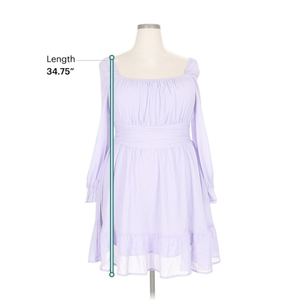 EXLURA Casual Long Lantern Sleeve Square Neck Ruffle Tie-Back Dress  - Size XXL - Picture 8 of 11